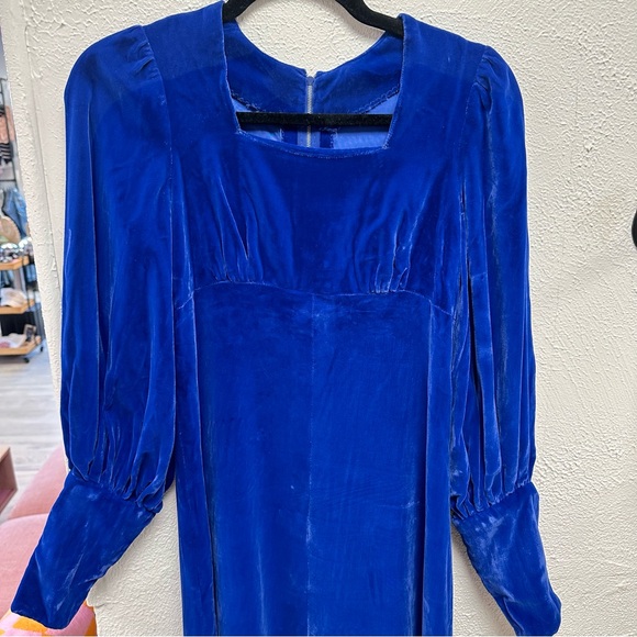 Vintage blue velvet romantic maxi dress - Picture 14 of 14